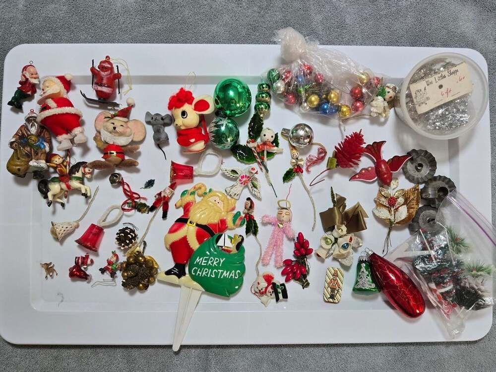 Vintage Christmas Ornament Craft Lot Retro Holiday Assortment